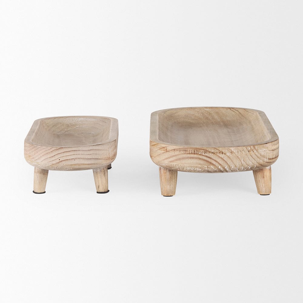 Mercana - Carver Oblong White Washed Wood Footed Trays (Set of 2) - 70066 view 3