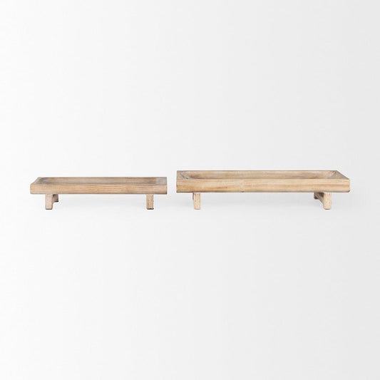 Mercana - Carver Rectangular White Washed Wood Trays (Set of 2) - 70067 view 2