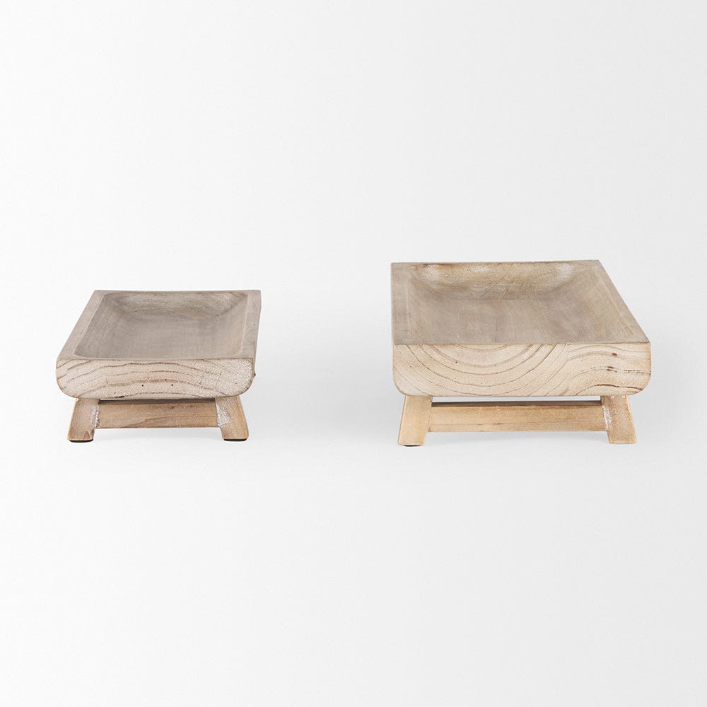 Mercana - Carver Rectangular White Washed Wood Trays (Set of 2) - 70067 view 3