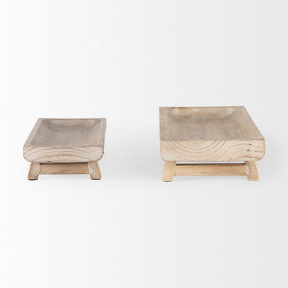 Mercana - Carver Rectangular White Washed Wood Trays (Set of 2) - 70067 view 3