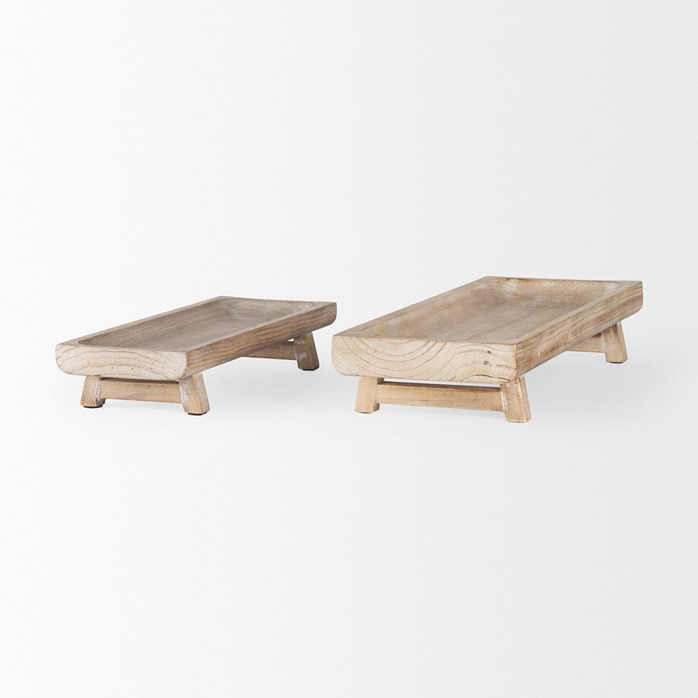 Mercana - Carver Rectangular White Washed Wood Trays (Set of 2) - 70067 view 4