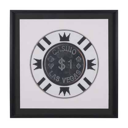 Mercana - Casino 1 Dollar Vegas Poker Chip By Zap Studio Framed Art Photograph Print under Glass - 15719 view 1