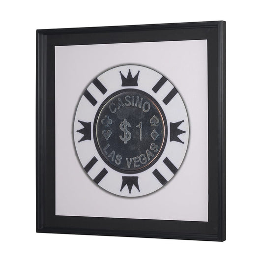 Mercana - Casino 1 Dollar Vegas Poker Chip By Zap Studio Framed Art Photograph Print under Glass - 15719 view 2