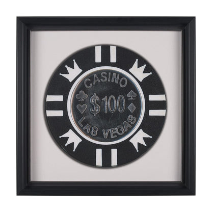 Mercana - Casino 100 Dollar Vegas Poker Chip By Zap Studio Framed Art Photograph Print under Glass - 15722 view 1