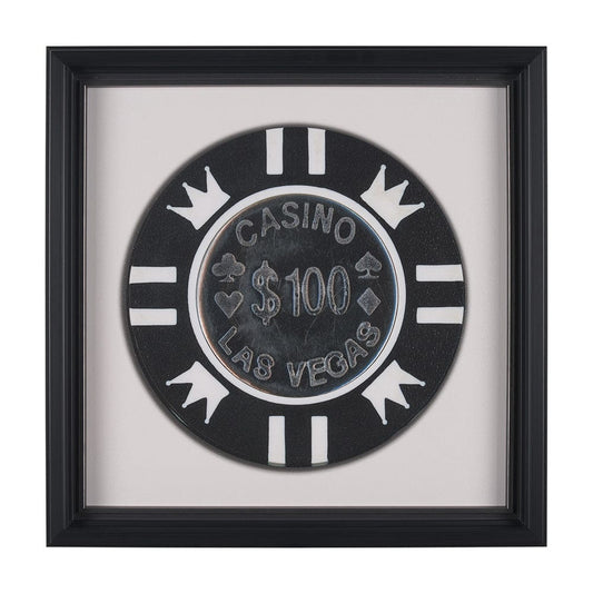 Mercana - Casino 100 Dollar Vegas Poker Chip By Zap Studio Framed Art Photograph Print under Glass - 15722 view 1