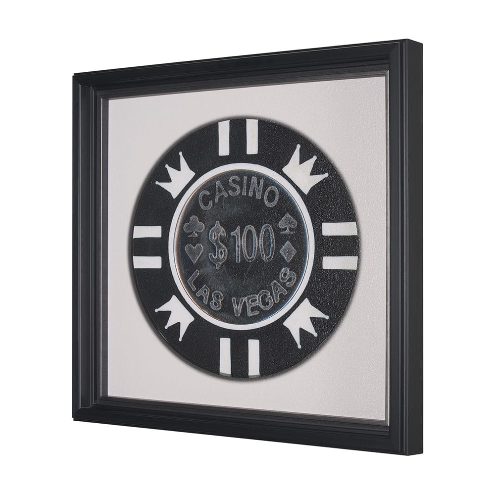 Mercana - Casino 100 Dollar Vegas Poker Chip By Zap Studio Framed Art Photograph Print under Glass - 15722 view 2