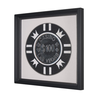 Mercana - Casino 100 Dollar Vegas Poker Chip By Zap Studio Framed Art Photograph Print under Glass - 15722 view 2