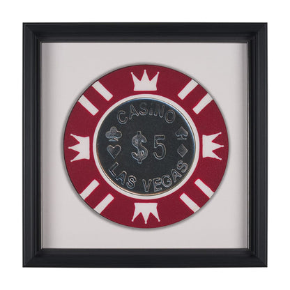 Mercana - Casino 5 Dollar Vegas Poker Chip By Zap Studio Framed Art Photograph Print under Glass - 15720 view 1