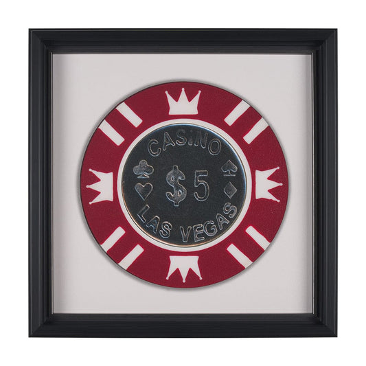 Mercana - Casino 5 Dollar Vegas Poker Chip By Zap Studio Framed Art Photograph Print under Glass - 15720 view 1