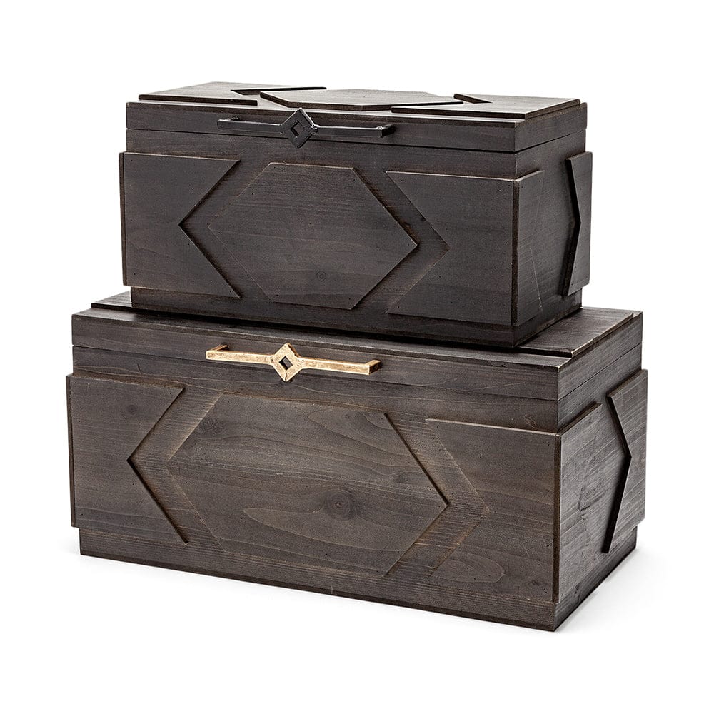 Mercana - Cassia Brown Wooden Boxes (Set of 2) - 57853 view 1