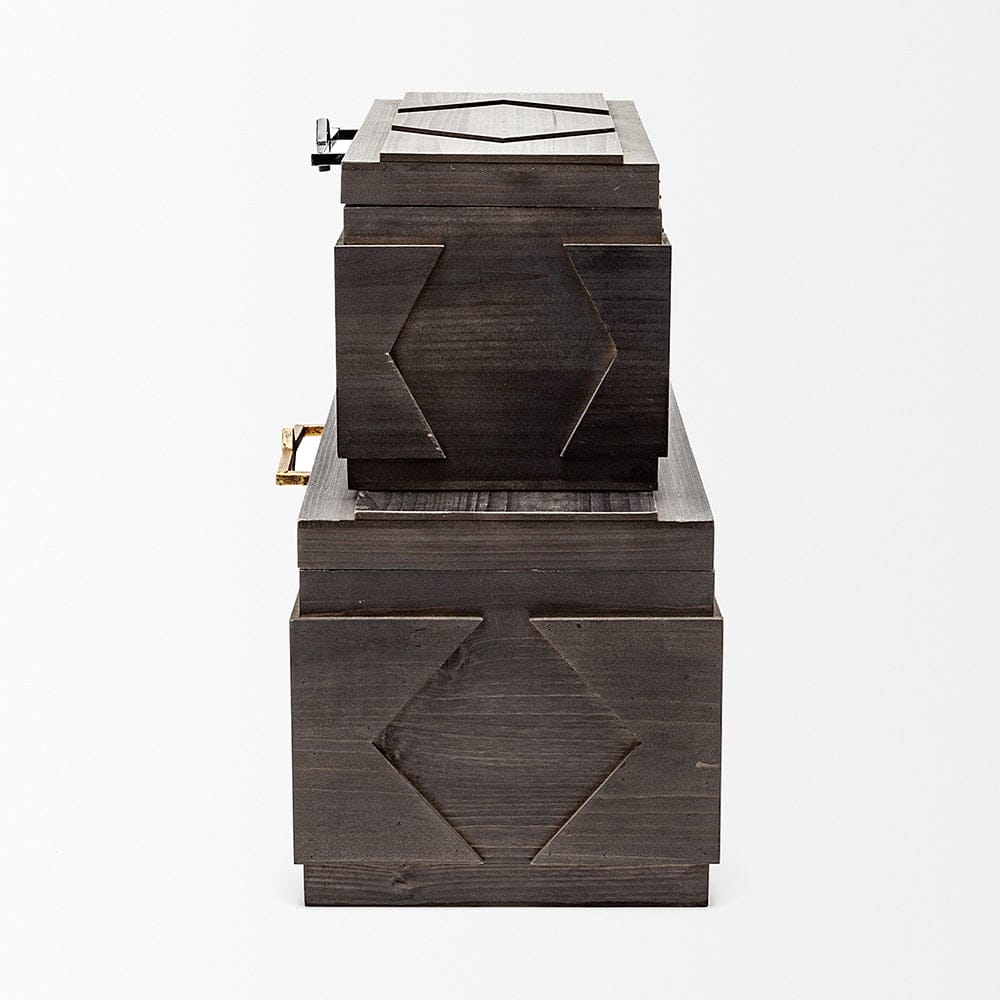 Mercana - Cassia Brown Wooden Boxes (Set of 2) - 57853 view 4