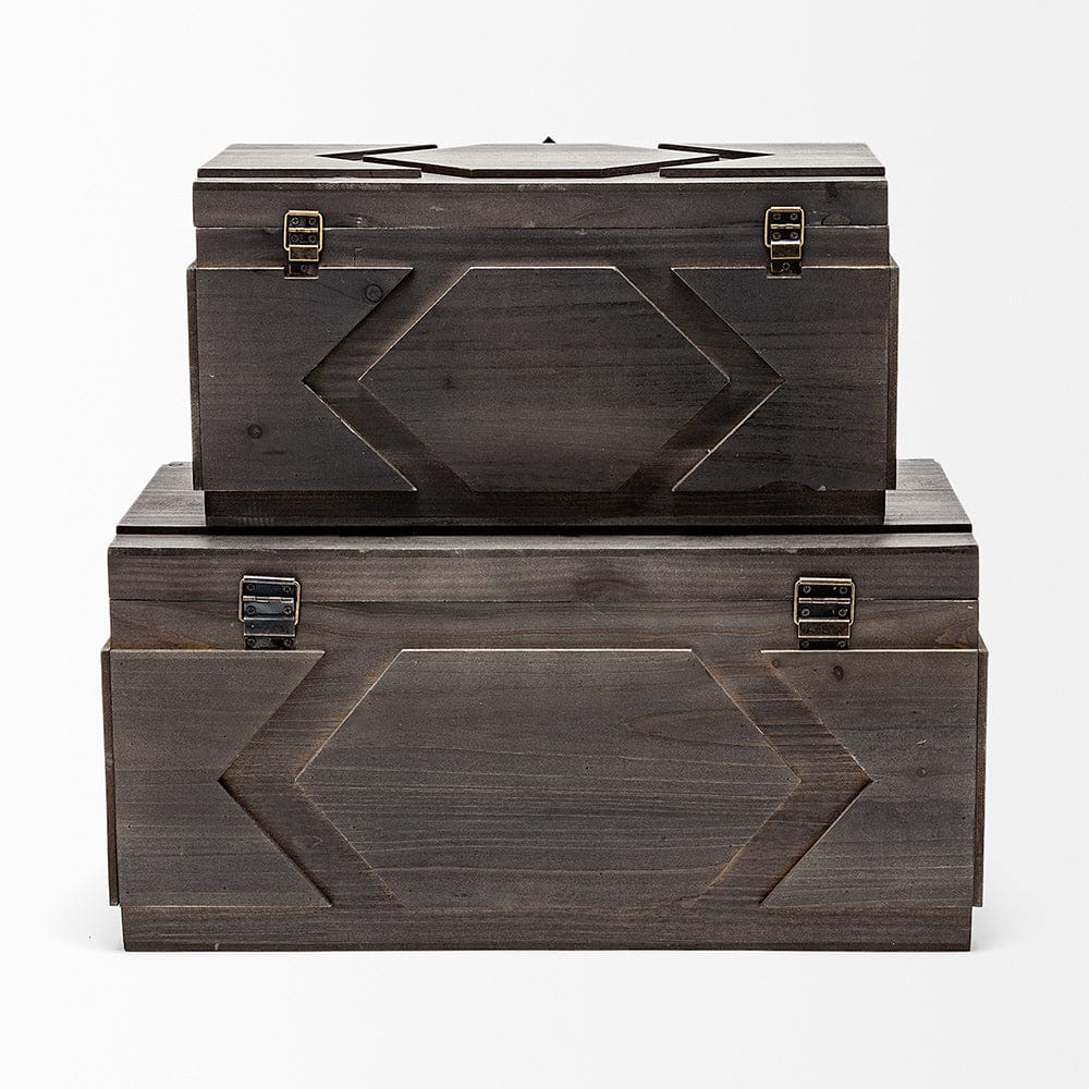 Mercana - Cassia Brown Wooden Boxes (Set of 2) - 57853 view 5