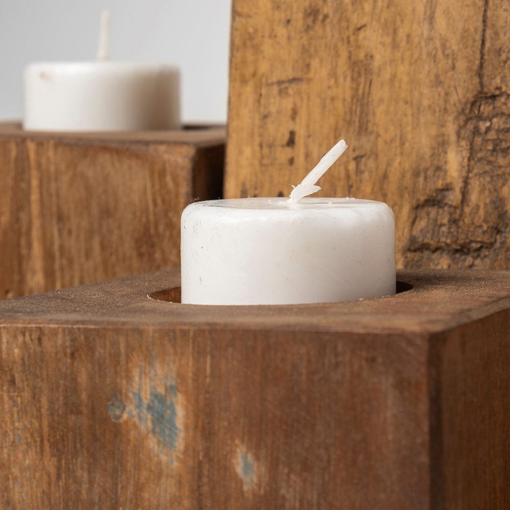 Mercana - Cassius Light Brown Nine Wood Block Table Candle Holder - 68453 view 3