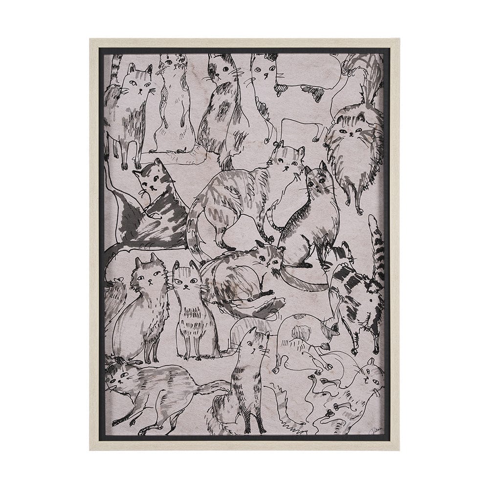 Mercana - Cat Sketch by Mercana Studio a Hand Embellished Framed Art Print Matted under Glass - 15571 view 1