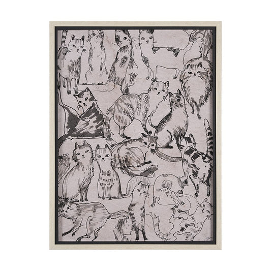 Mercana - Cat Sketch by Mercana Studio a Hand Embellished Framed Art Print Matted under Glass - 15571 view 1