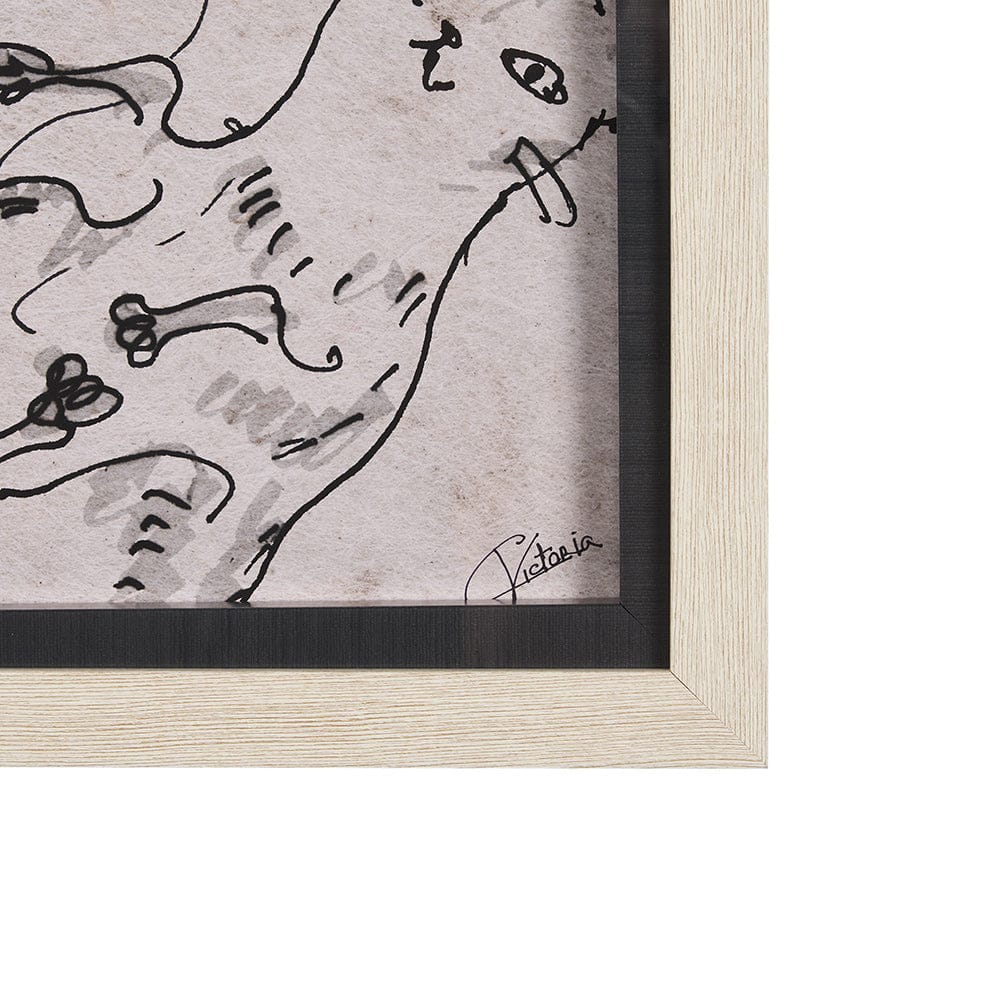 Mercana - Cat Sketch by Mercana Studio a Hand Embellished Framed Art Print Matted under Glass - 15571 view 3