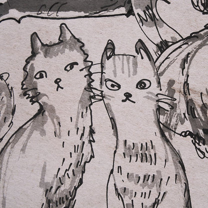 Mercana - Cat Sketch by Mercana Studio a Hand Embellished Framed Art Print Matted under Glass - 15571 view 6