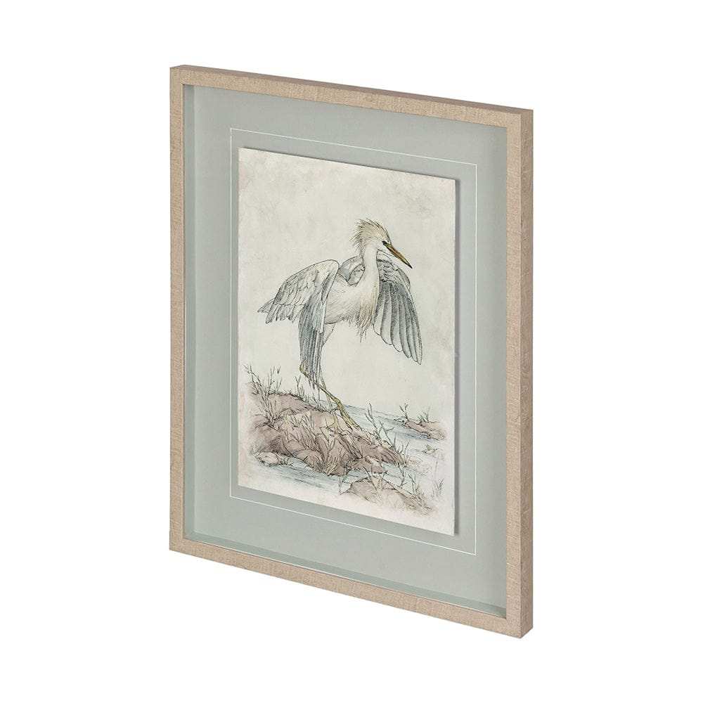 Mercana - Cattle Egret by Mercana Studio a Hand Embellished Textured Framed Art Print Matted under Glass - 12468 view 1