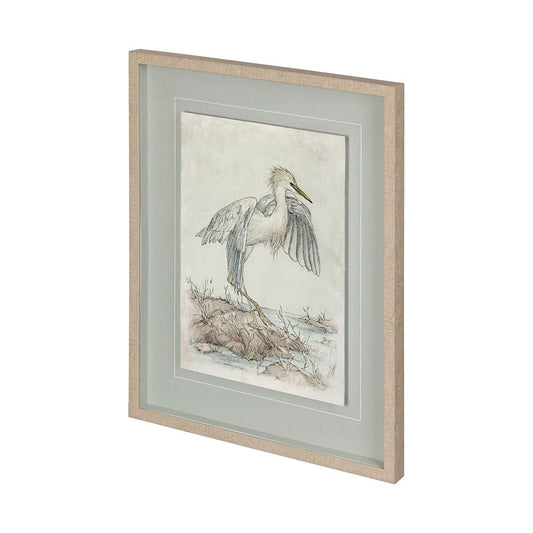 Mercana - Cattle Egret by Mercana Studio a Hand Embellished Textured Framed Art Print Matted under Glass - 12468 view 1