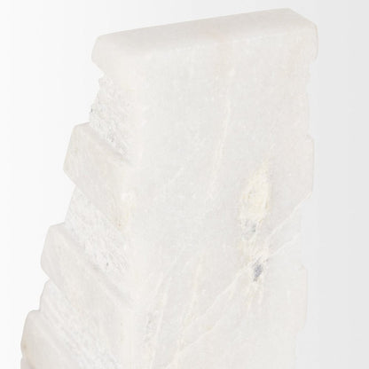Mercana - Cavetto White Marble Bookends w/rough carving S/2 - 70504 view 8