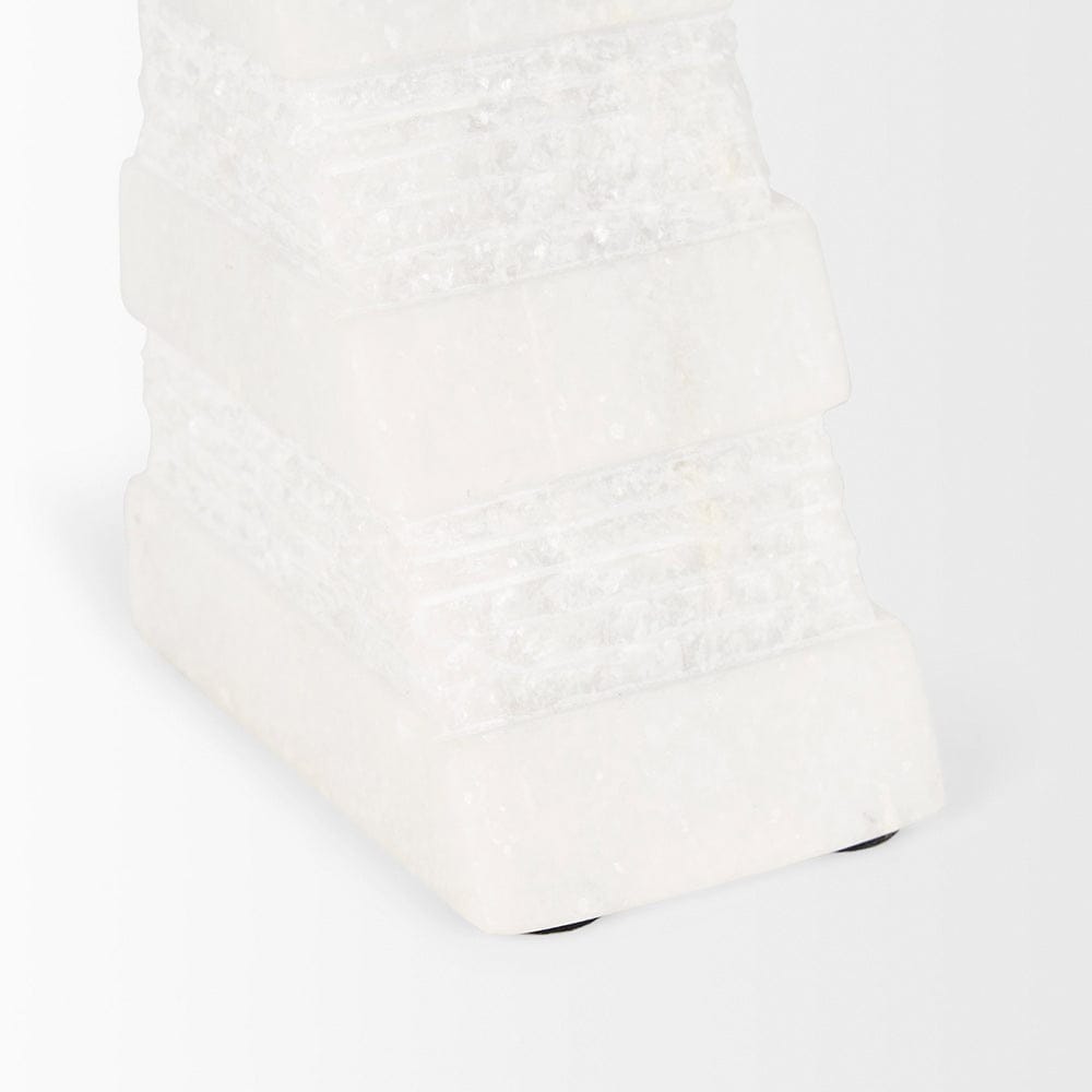 Mercana - Cavetto White Marble Bookends w/rough carving S/2 - 70504 view 9
