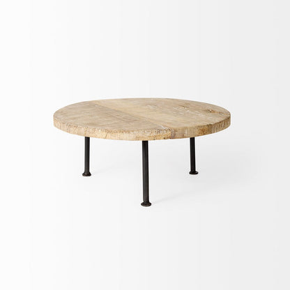 Mercana - Cedric 15L x 15W x 6H Round Light Brown Wood w/ Black Metal Legs Decorative Display Stand - 69144 view 3