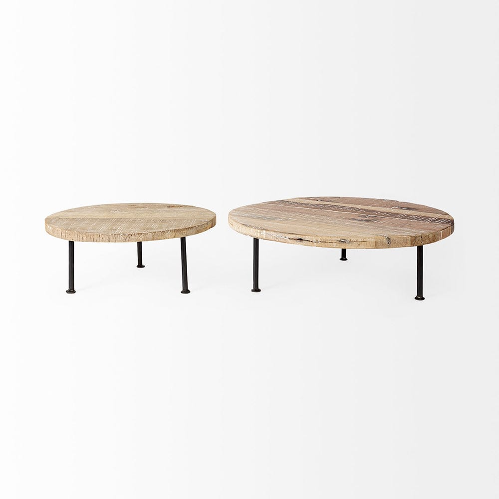 Mercana - Cedric 15L x 15W x 6H Round Light Brown Wood w/ Black Metal Legs Decorative Display Stand - 69144 view 5