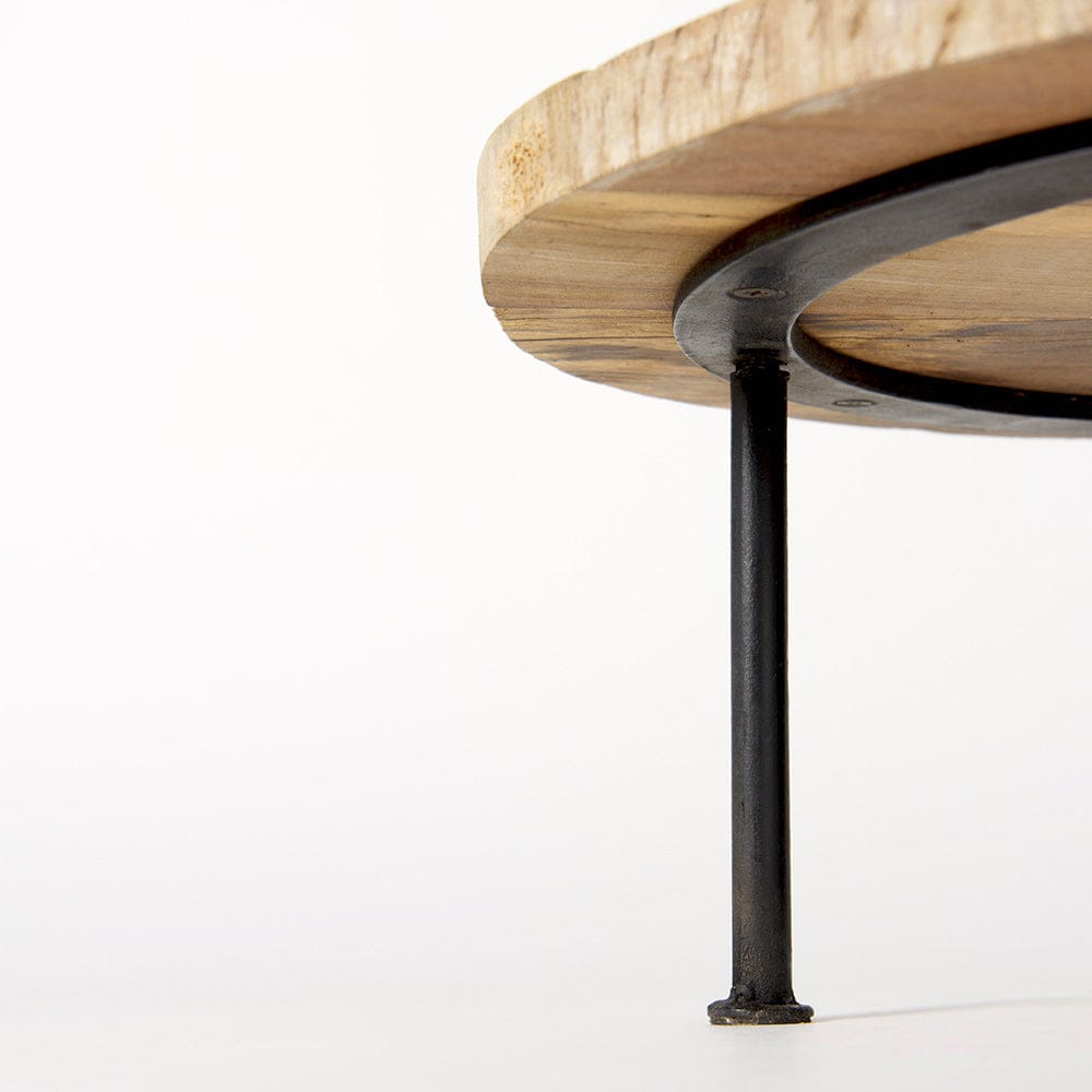 Mercana - Cedric 15L x 15W x 6H Round Light Brown Wood w/ Black Metal Legs Decorative Display Stand - 69144 view 7
