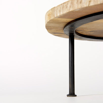 Mercana - Cedric 15L x 15W x 6H Round Light Brown Wood w/ Black Metal Legs Decorative Display Stand - 69144 view 7