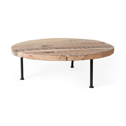Mercana - Cedric 20L x 20W x 4.5 Round Light Brown Wood w/ Black Metal Legs Decorative Display Stand - 69145 view 1