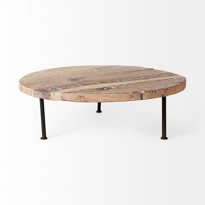 Mercana - Cedric 20L x 20W x 4.5 Round Light Brown Wood w/ Black Metal Legs Decorative Display Stand - 69145 view 2