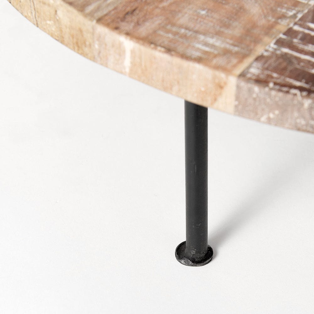 Mercana - Cedric 20L x 20W x 4.5 Round Light Brown Wood w/ Black Metal Legs Decorative Display Stand - 69145 view 7