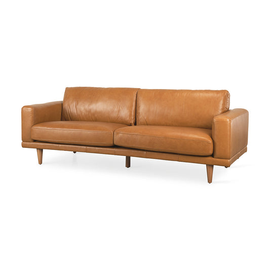 Mercana - Cedrick 90.6L x 36.6W x 31.5H Tan Leather Sofa - 69695 view 1