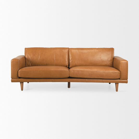 Mercana - Cedrick 90.6L x 36.6W x 31.5H Tan Leather Sofa - 69695 view 2