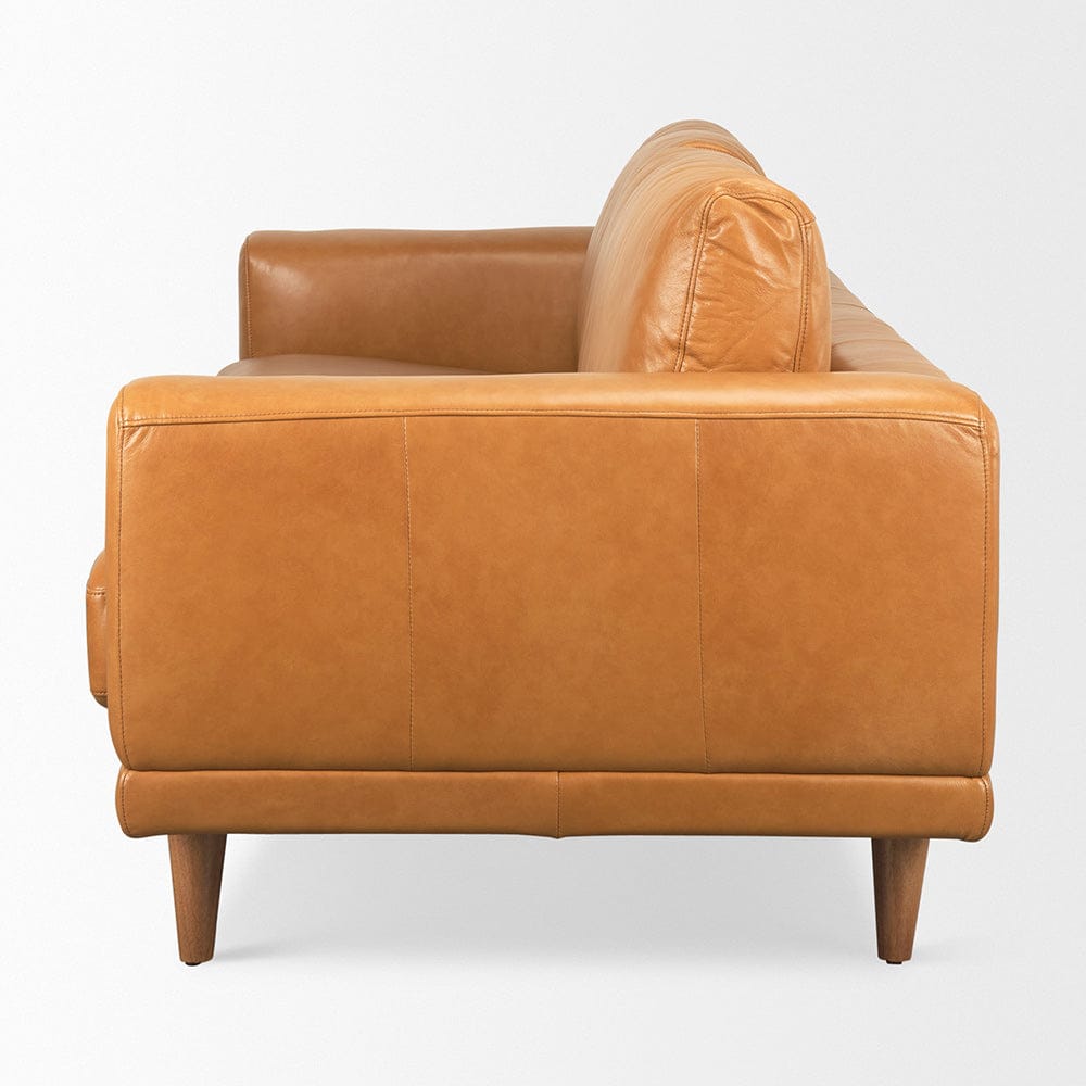 Mercana - Cedrick 90.6L x 36.6W x 31.5H Tan Leather Sofa - 69695 view 3