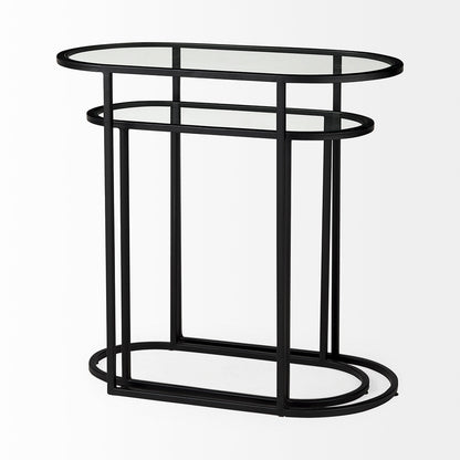 Mercana - Celine 24.2 L x 12.6 W x 22.4 H Set of Two Black/Silver Metal and Glass Nesting Accent Tables - 69492 view 5