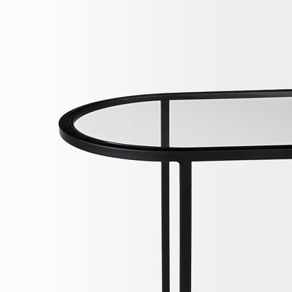 Mercana - Celine 24.2 L x 12.6 W x 22.4 H Set of Two Black/Silver Metal and Glass Nesting Accent Tables - 69492 view 8