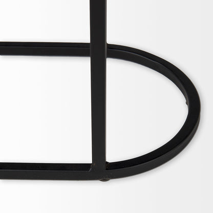 Mercana - Celine 24.2 L x 12.6 W x 22.4 H Set of Two Black/Silver Metal and Glass Nesting Accent Tables - 69492 view 9