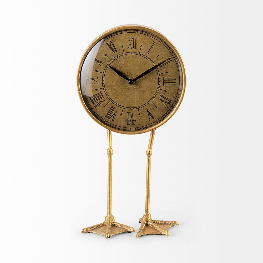 Mercana - Chadwick Antiqued Brass Duck Leg Table Clock - 63115 view 2