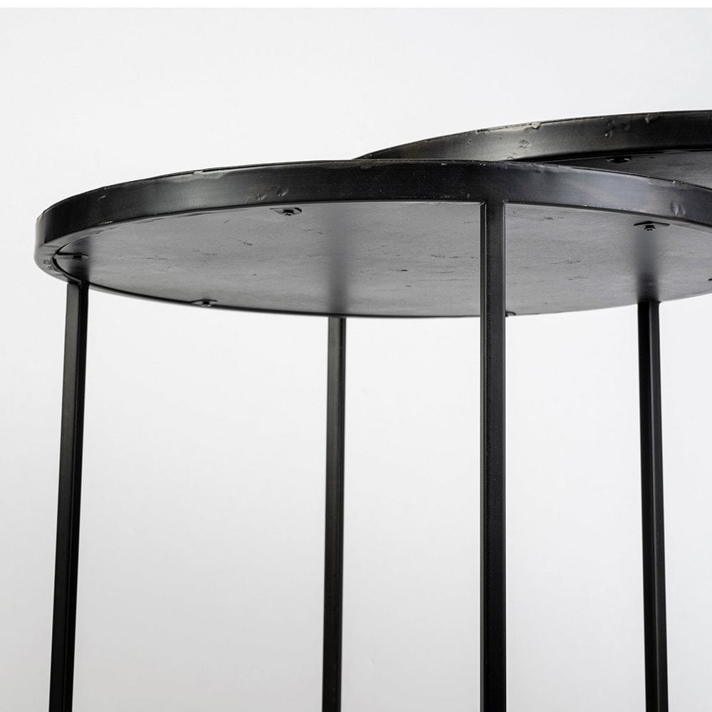 Mercana - Chakra 19.7" Set of Two Round Dark Wood Top Black Frame Accent Tables - 68987 view 9