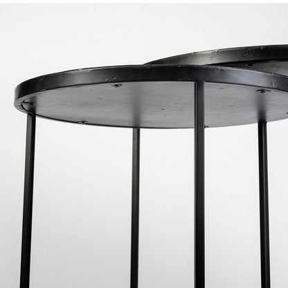 Mercana - Chakra 19.7" Set of Two Round Dark Wood Top Black Frame Accent Tables - 68987 view 9