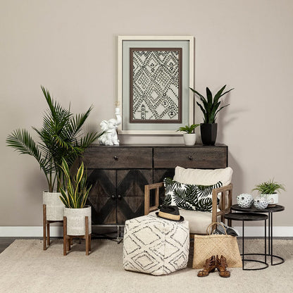 Mercana - Chakra 19.7" Set of Two Round Dark Wood Top Black Frame Accent Tables - 68987 view 10