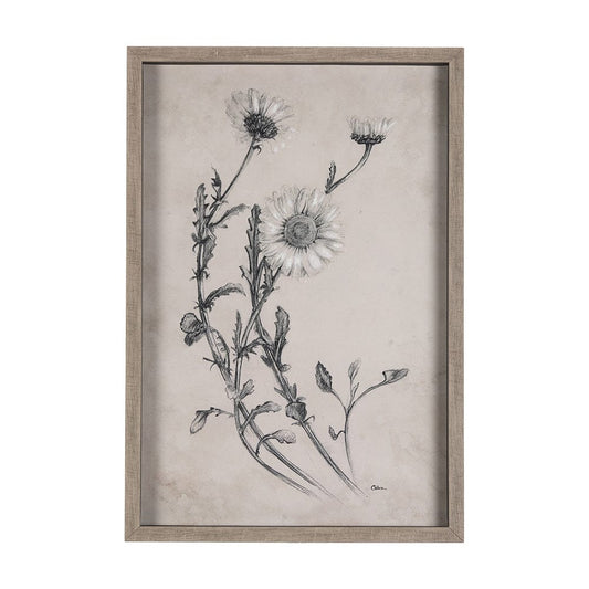 Mercana - Chamomile Drawing I by Mercana Studio Hand Embellished Textured Framed Art Print Matted under Glass - 14701 view 1