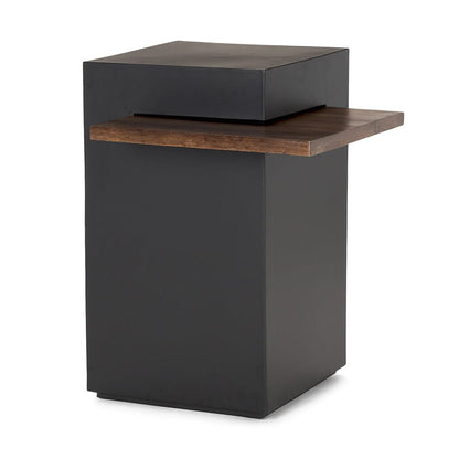 Mercana - Charles Matte Black Metal w/ Wood Shelf Square Accent Table - 70745 view 1