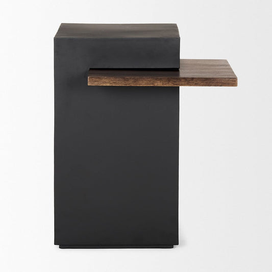 Mercana - Charles Matte Black Metal w/ Wood Shelf Square Accent Table - 70745 view 2