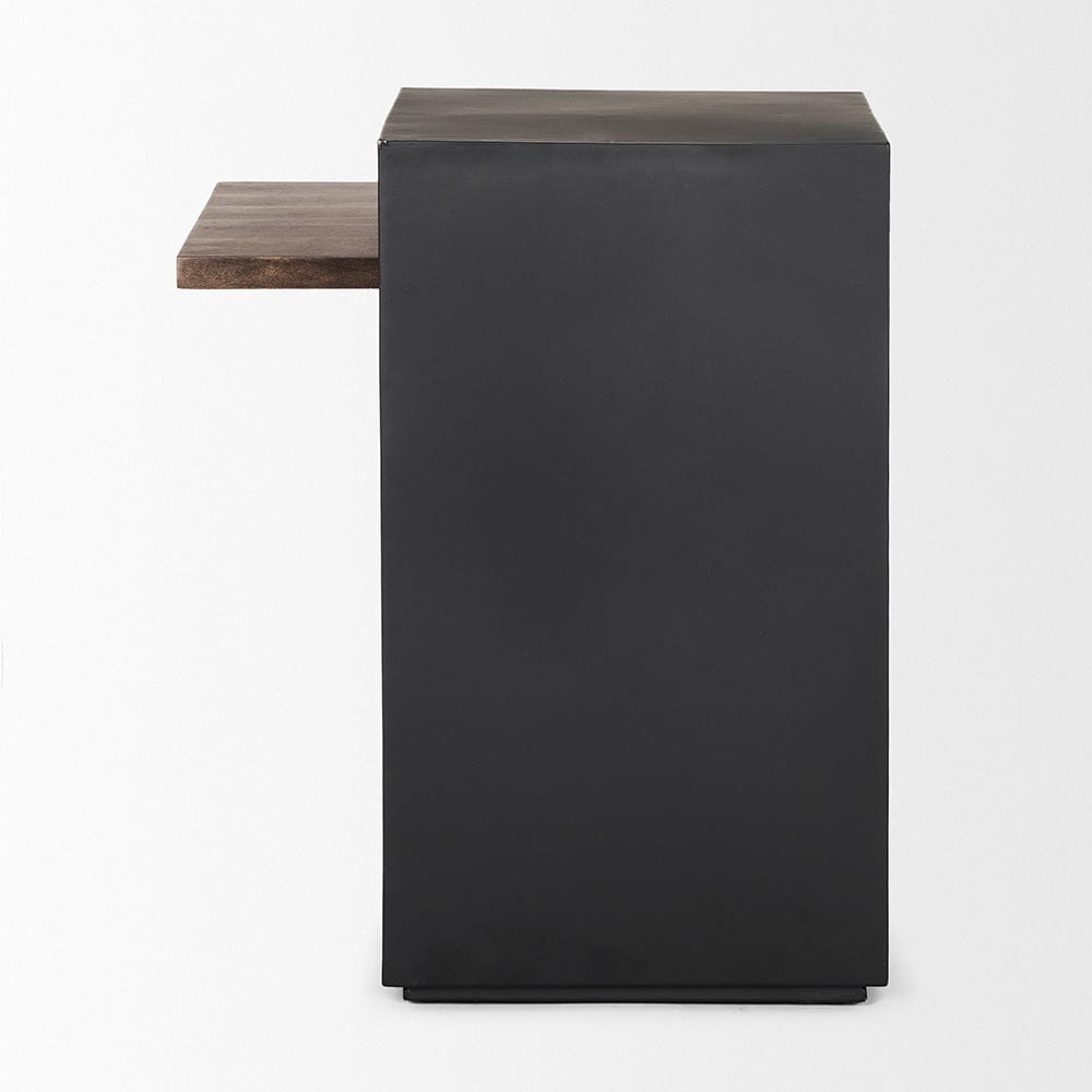 Mercana - Charles Matte Black Metal w/ Wood Shelf Square Accent Table - 70745 view 3