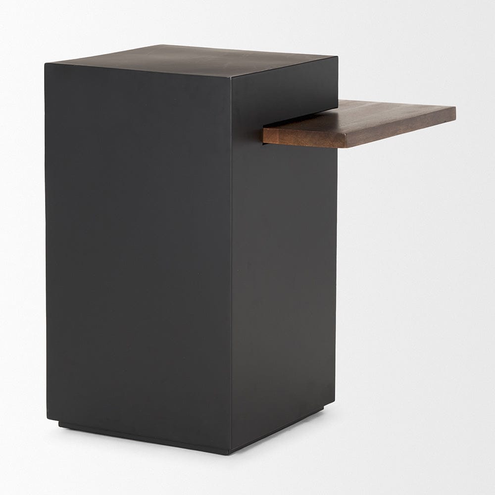 Mercana - Charles Matte Black Metal w/ Wood Shelf Square Accent Table - 70745 view 4
