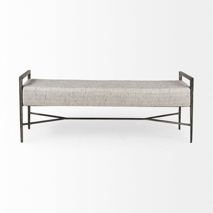 Mercana - Charlotte 55.0L Gray Herringbone Fabric Seat w/ Antique Nickel Metal Frame Bench - 69367 view 2