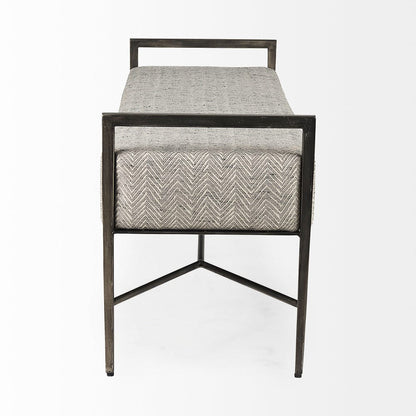 Mercana - Charlotte 55.0L Gray Herringbone Fabric Seat w/ Antique Nickel Metal Frame Bench - 69367 view 3