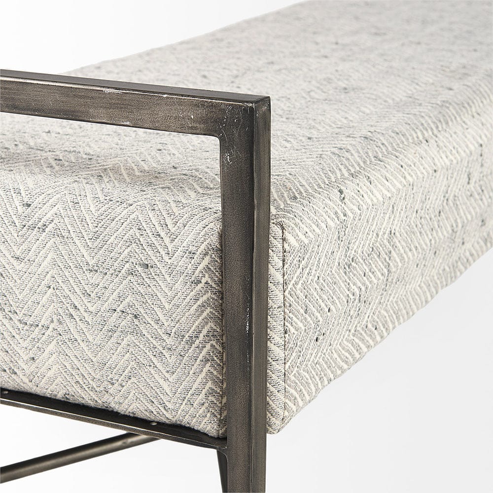 Mercana - Charlotte 55.0L Gray Herringbone Fabric Seat w/ Antique Nickel Metal Frame Bench - 69367 view 5